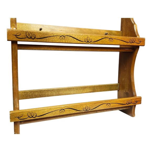 Vintage Wagner and Sons Spice Rack 2 Tier Wood Shelf Wall or Free Stand - Picture 15 of 16